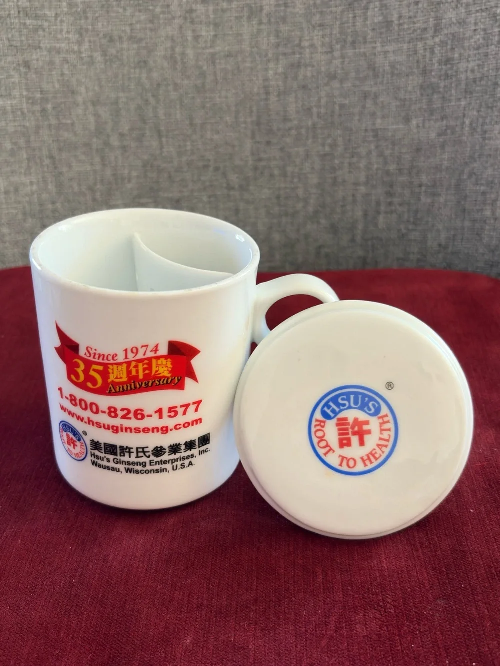 Never Use Ceramic Tea Mug with Built-in Filter and Lid - Hsu's Ginseng
